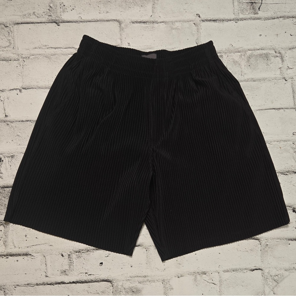 H&M Black Pleated Plisse Wide Leg Pants Elastic Waist Small